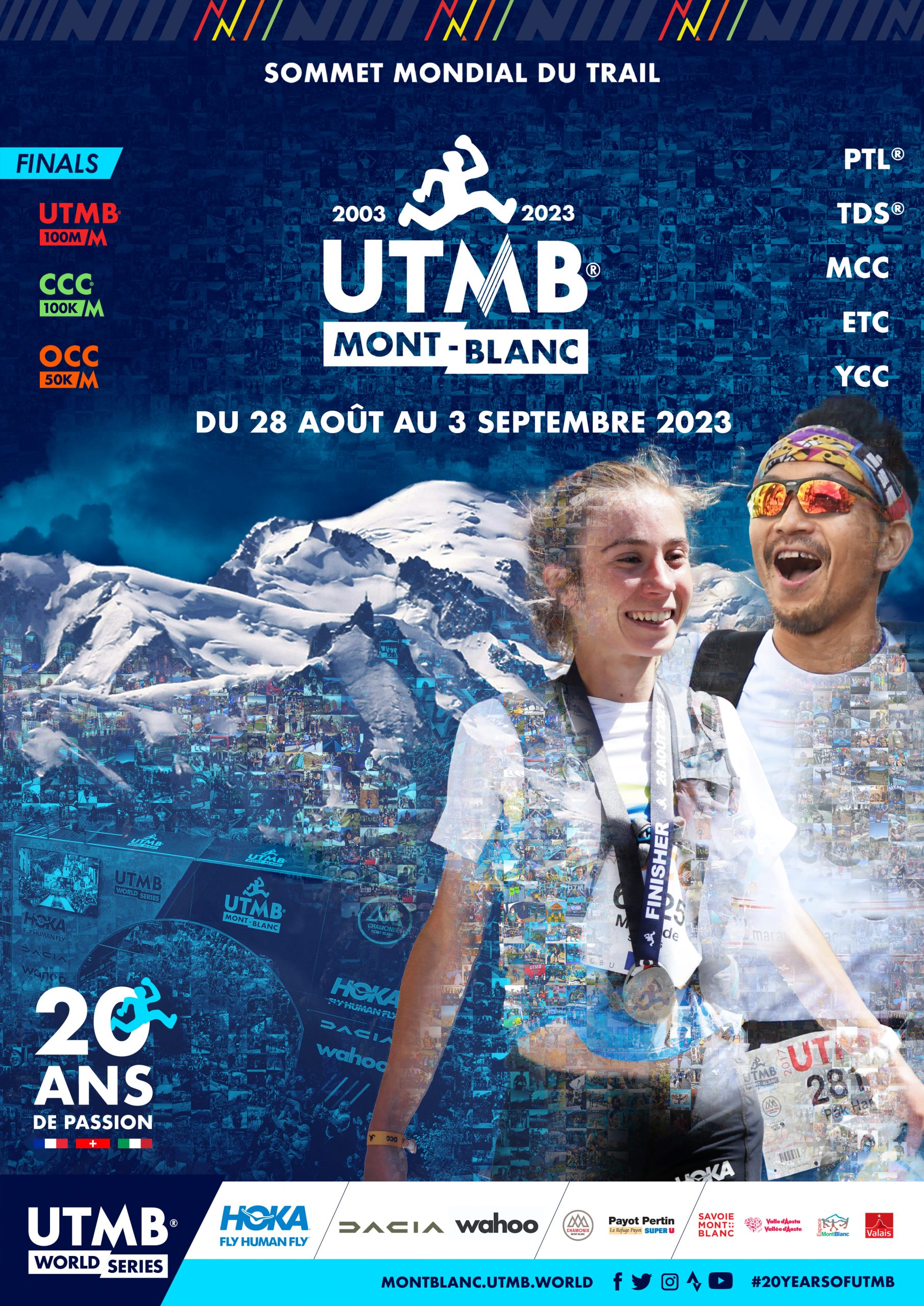 Cartel 2023 UTMB para el 20 aniversario Corriendo Voy