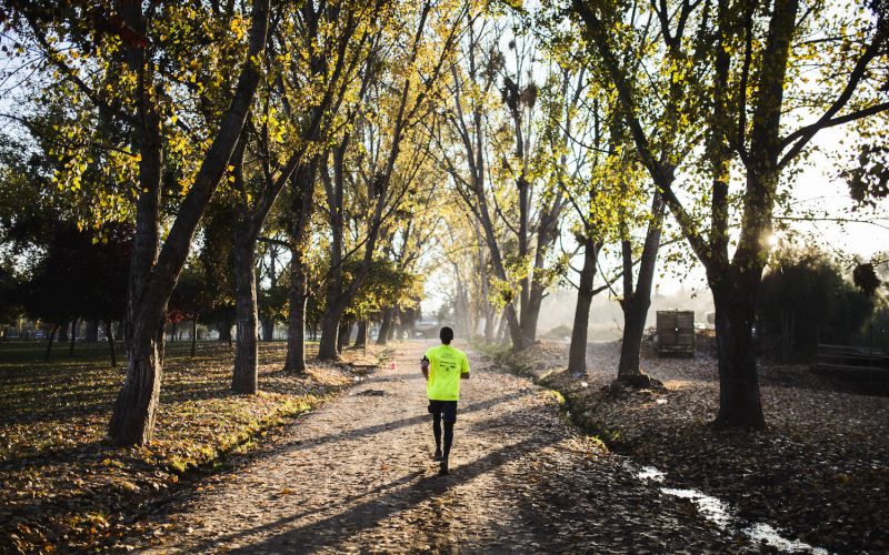 Participant performs during the Wings for Life World Run - App Run in Santiago de Chile, Chile on May 6, 2018. // Alfred Jürgen Westermeyer for Wings for Life World Run // SI201805060659 // Usage for editorial use only //